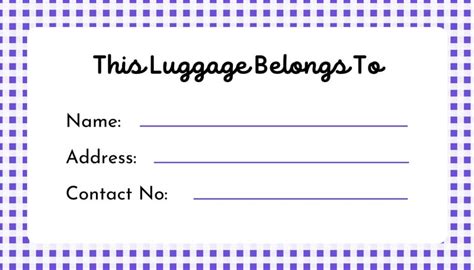 non removable luggage name tag